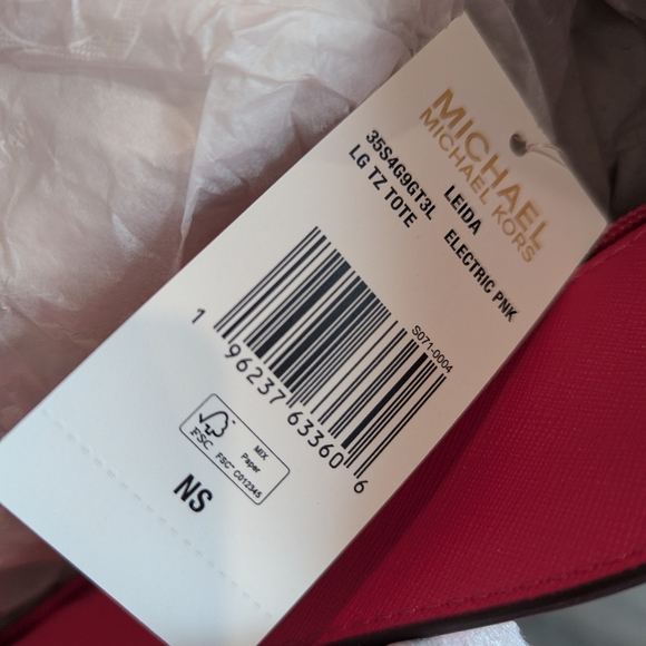 NWT MICHAEL KORS Leida Large Tote Bag Electric Pink - Picture 8 of 8